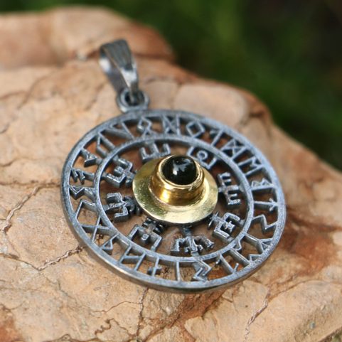 VEGVISIR, RUNES, PENDANT, SILVER, MOLDAVITE