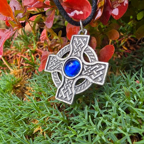 PENDANT CELTIC CROSS, BLUE