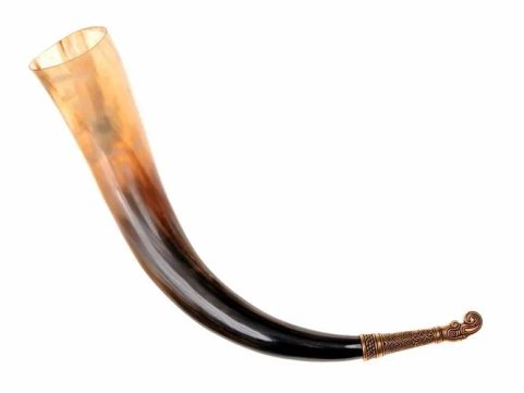 ANGLO-SAXON DRINKING HORN HANDLE, BRONZE