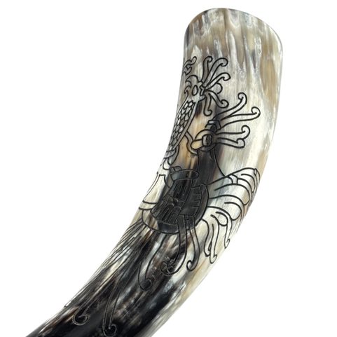 VIKING, CARVED DRINKING HORN