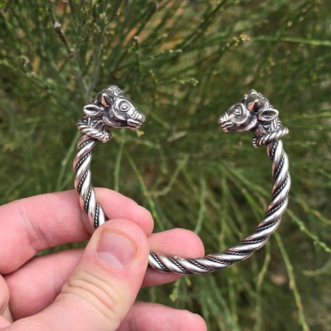 KELTISCHES STIERARMBAND, TRICHTINGEN, MASSIV SILBER 925