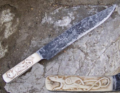 BONE CARVED KNIFE - SLAVIC