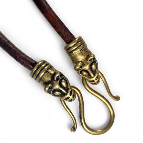VIKING WOLF, LEATHER NECKLACE, BRONZE