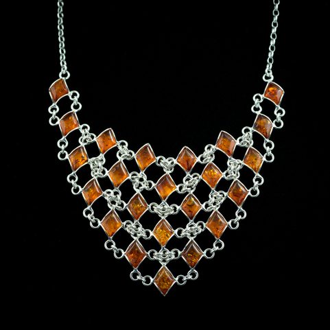 REGINA, COLLIER, AMBRE, ARGENT