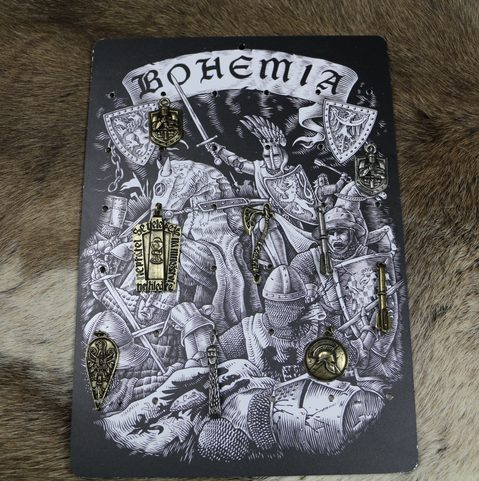 MITTELALTER AMULETTE 12 STÜCK UND PRÄSENTATION TABLO, ERMÄSSIGTES SET
