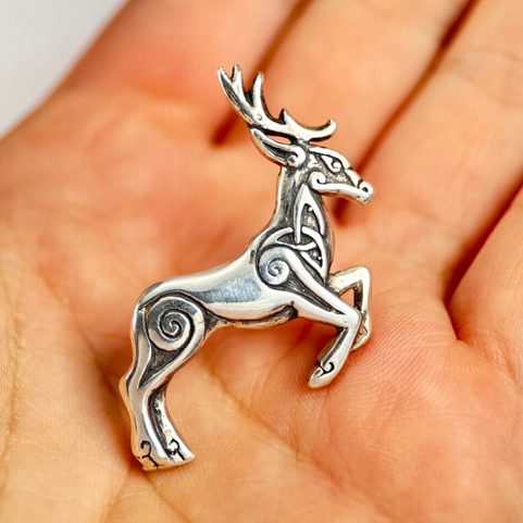 CELTIC DEER - HERNE, STERLING SILVER RIVET FOR LEATHER
