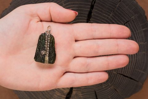 ICARIS, SILBERANHÄNGER, MOLDAVIT,  AG 925