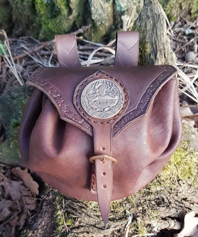 CERNUNNOS, LEATHER BAG BROWN, BRONZE