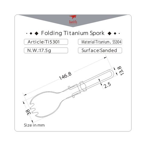 TI5301 FOLDING TITANIUM SPORK KEITH