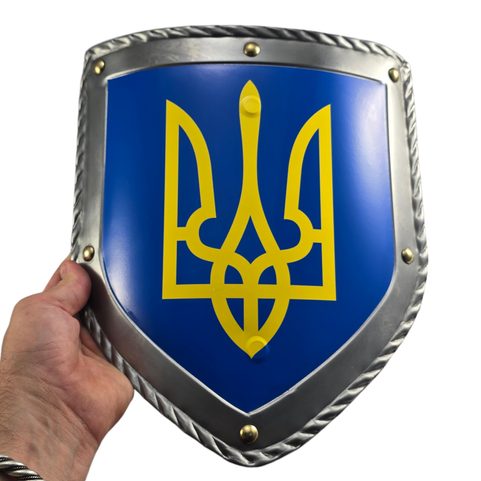 TRYZUB - UKRAINE, BOUCLIER MÉDIÉVAL - MÉTAL, FAIT MAIN