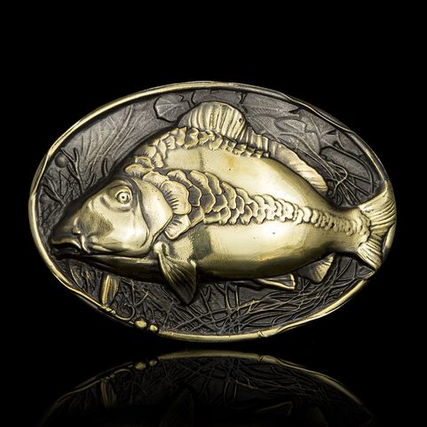CARP, BELT BUCKLE, BRASS