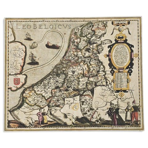 LEO BELGICUS, HISTORISCHE KARTE, HANDGESCHÖPFTES PAPIER