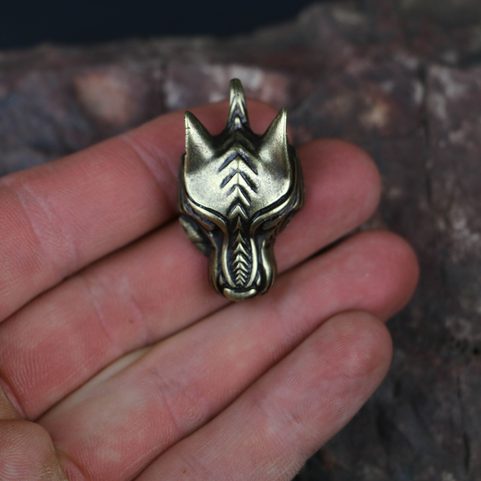 WARG NORSE WOLF VIKING PENDANT, ZINC ANTIQUE BRASS