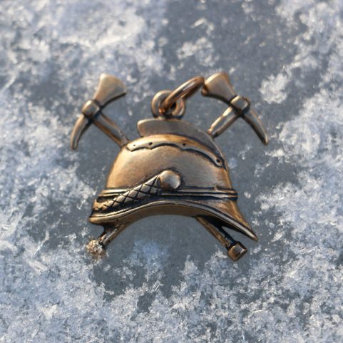 OLD FIRE HELMET - BRONZE PENDANT