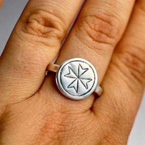 TEMPLAR, MEDIEVAL RING, XIII. CENTURY, SILVER 925/1000