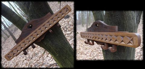 WOODEN WALL CLOTHES RACK, CARVED