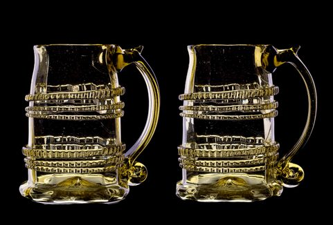 BEER GLASS, HALFLITER, HISTORICAL GLASS, SET OF 2