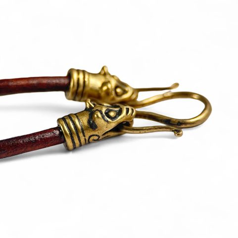 VIKING WOLF, LEATHER NECKLACE, BRONZE