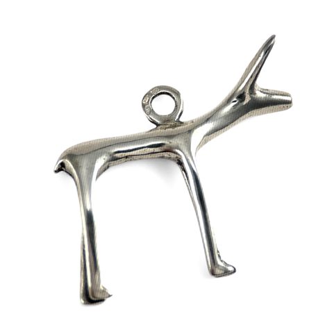 CELTIC DOG OR DOE, OPPDIUM STARE HRADISKO, MORAVIA, REPLICA, SILVER 925