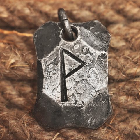 WUNJO, FORGED IRON RUNE PENDENTIF, FER, FORGÉ, PENDENTIF