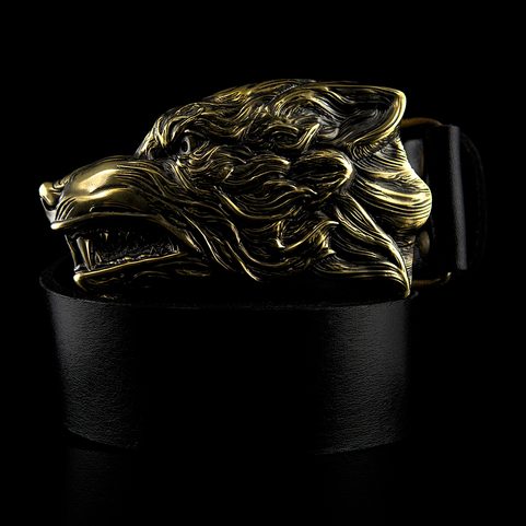 GREY WOLF, BELT BUCKLE, BRASS