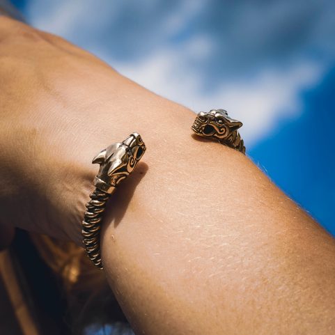 WOLF FENRIR, TWISTED BRACELET, BRONZE