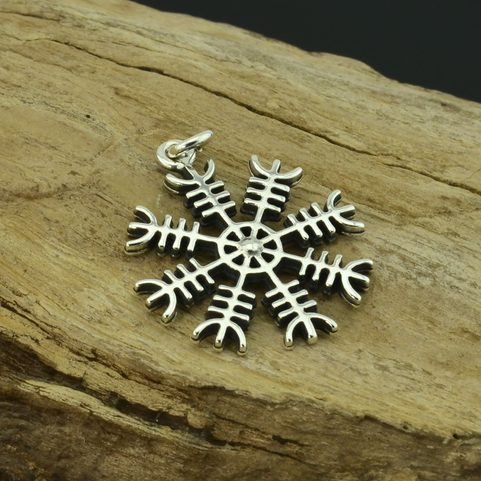 AEGISHJALMUR, ISLÄNDISCHE MAGISCHE RUNE, AMULETT, SILBER 925
