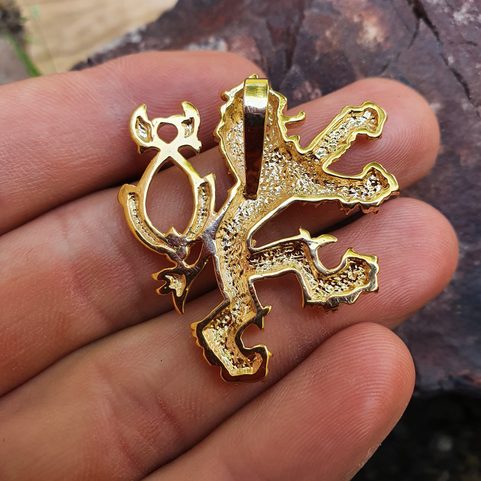 DOUBLE-TAILED LION, SYMBOL OF BOHEMIA GOLD PLATED