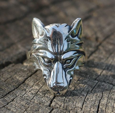 WOLF HEAD, WOLF, SILVER 925 RING