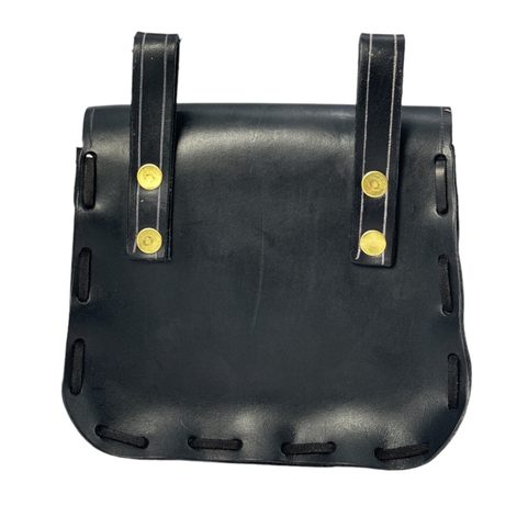 LEATHER HISTORICAL BELT BAG, ANTLER, BLACK