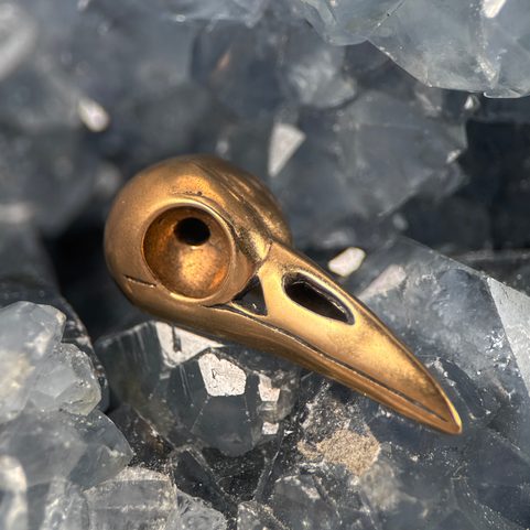 SKULL OF A CROW, BRONZE PENDANT