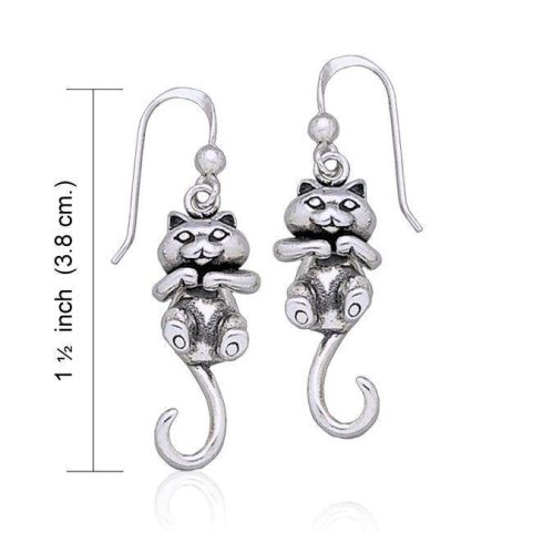 MOVEABLE KITTEN SILVER EARRINGS