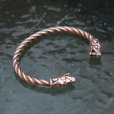 VIKING WOLF, BRACELET FROM BURG, SWEDEN, BRONZE