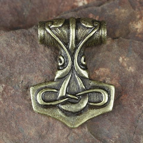 TÓR, THORS HAMMER, PENDANT, ZINC, ANTIQUE BRASS