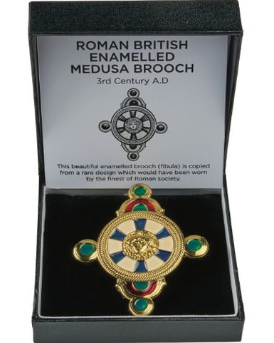 ROMAN ENAMEL BROOCH FEATURING MEDUSA