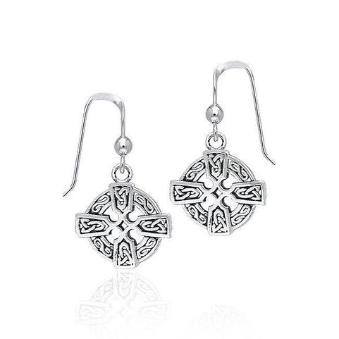 CELTIC CROSS, KNOTTED SILVER EARRINGS