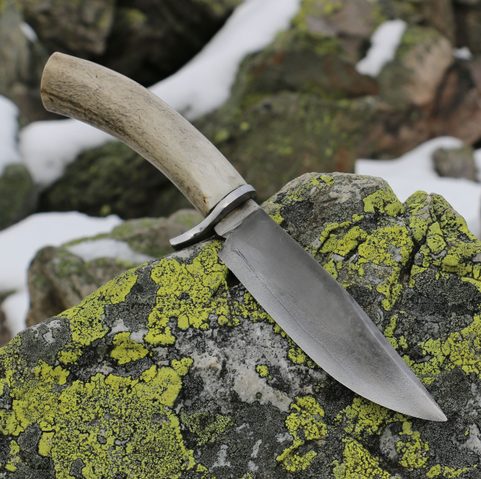 WYATT, BOWIE KNIFE WITH ANTLER, HAMON HARDENING
