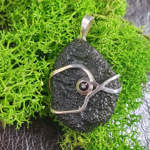 LARA, PENDENTIF EN ARGENT, MOLDAVITE AG 925