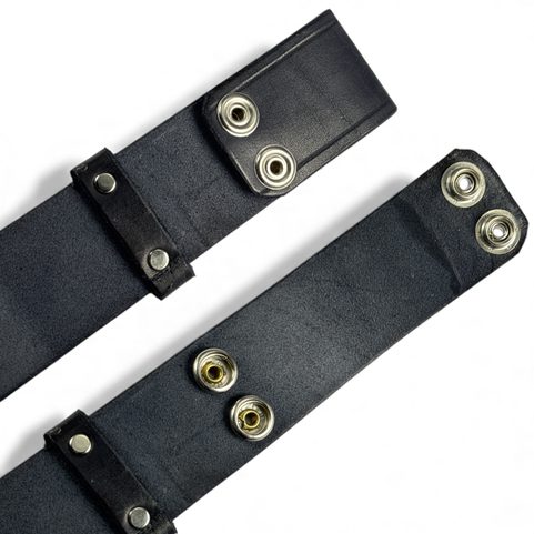 LEATHER BELT WITH BUCKLE CHANGE SYSTEM, BLACK