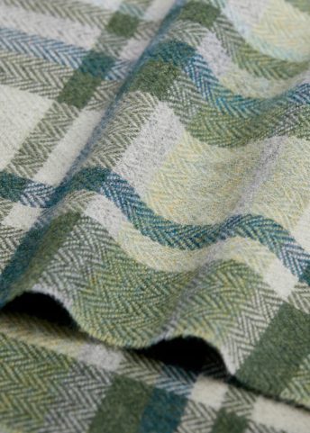 IRISH SCARF, FOXFORD GREEN, TURQUOISE &AMP; CREAM TARTAN LAMBSWOOL