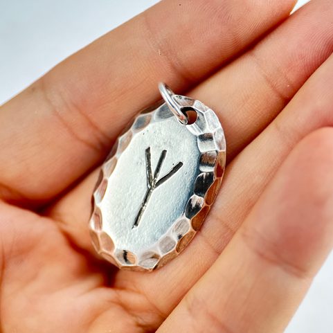 ALGIZ, RUNE, STERLING SILVER PENDANT