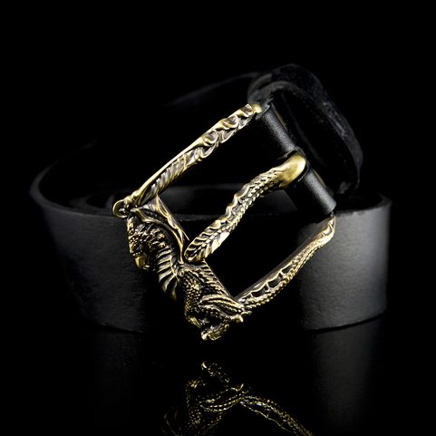 DRAGON, BELT BUCKLE, BRASS - RECTANGULAR