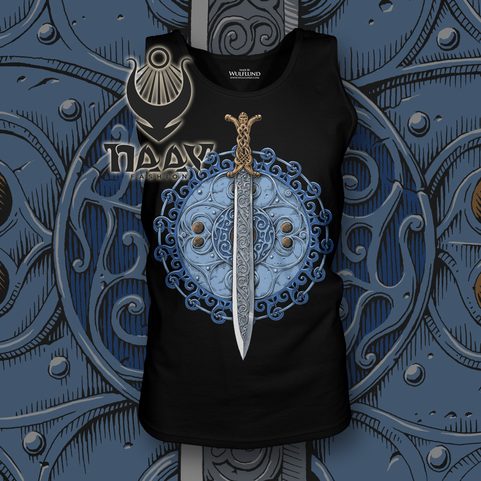 CLAÍOMH SOLAIS - SWORD OF LIGHT, MEN'S CELTIC TANK TOP - BLUE