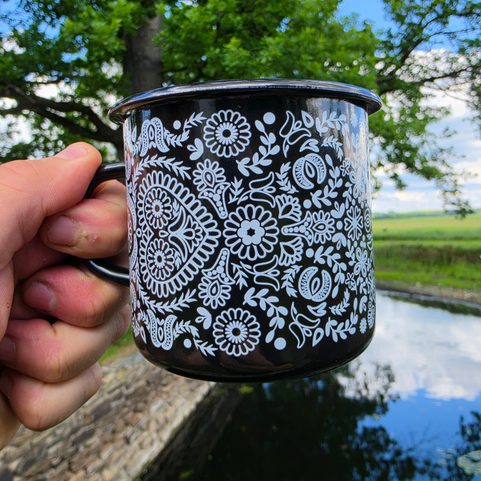 ČIČMANY ENAMEL MUG, SLOVAKIA