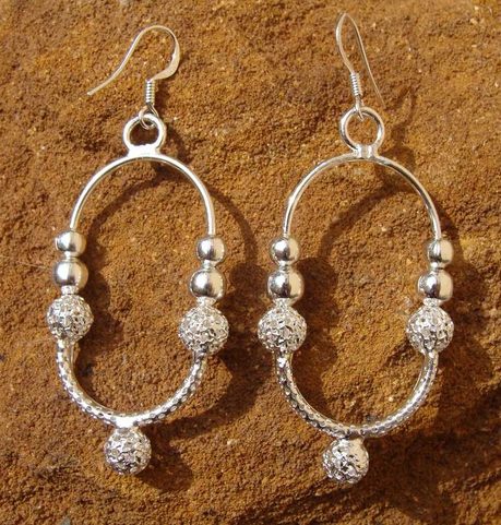 OLD SLAVIC EARRINGS, SILVER PLATED