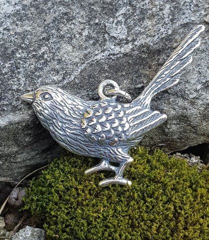 GREAT TIT BIRD, SILVER PENDANT