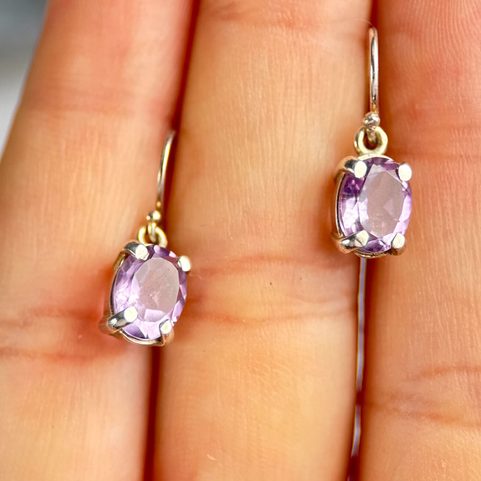SILVER EARRINGS WITH AMETHYST, AG 925/1000
