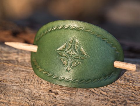 NAPOLI, LEATHER HAIR CLIP, GREEN