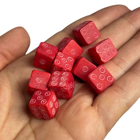 BONE ROMAN DICE - RED