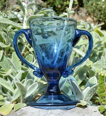 GLASS CHALICE, BLUE GLASS